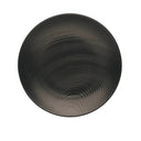 Black ceramic plate with wavy texture on a white background