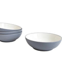 Set of gray ceramic bowls on a white background